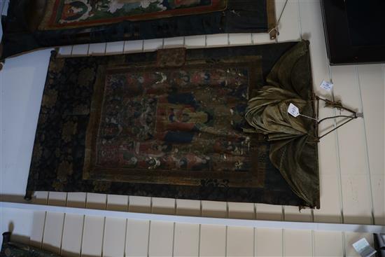 A thangka depicting Buddha Shakyamuni, Tibet, 18th/19th century, Total dimensions 123cm x 75cm, tears